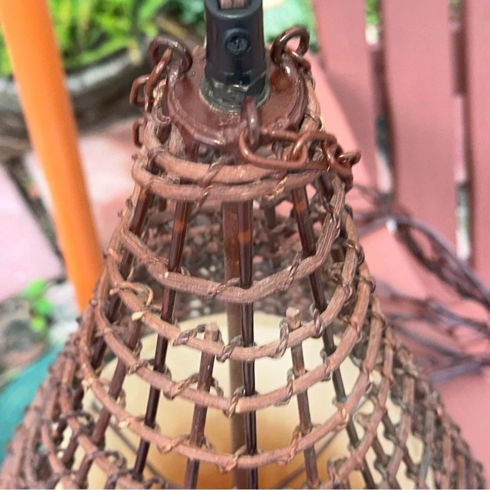 Unique Rustic vintage  wicker/rattan Lantern